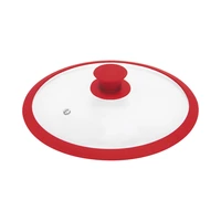 TAPA DE VIDRIO CON BORDE DE SILICONA LFH-8934 22 CM ROJO