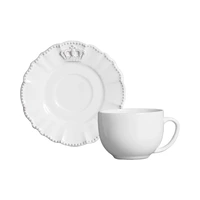 SET DE CERÁMICA PORTO BRASIL WINDSOR 335246 TAZA DE TÉ 260ML + PLATO 15.5 CM BLANCO