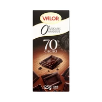 CHOCOLATE VALOR 70% CACAO SIN AZUCAR 125GR