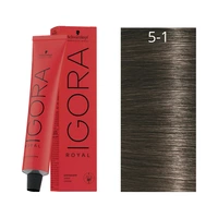 CREMA DE COLORACIÓN SCHWARZKOPF IGORA ROYAL 5-1 CASTAÑO CLARO CENIZA 60GR