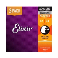 CUERDA GUITARRA ELIXIR EX16539 BRONZE NANOWEB DE 3 PACK