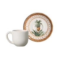 SET DE CERÁMICA PORTO BRASIL COUP PINEAPPLE NATURAL 542095 TAZA DE CAFÉ 112ML + PLATO 12 CM