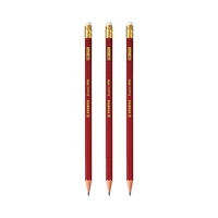 LÁPIS DE GRAFITE COM BORRACHA STABILO SWANO 4906 3693 VERMELHO 3 UNIDADES