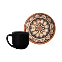 SET DE CERÁMICA PORTO BRASIL COUP DAMASCO 571095 TAZA DE CAFÉ 112ML + PLATO 12 CM