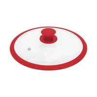 TAPA DE VIDRIO CON BORDE DE SILICONA LFH-8942 26 CM ROJO