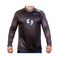 REMERA DE PESCA SUNFLEX SPORT RAGLAN DRY-FIT GRIS/AZUL