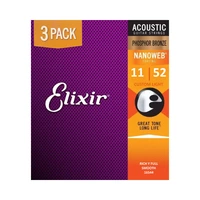 CUERDA GUITARRA ELIXIR EX16544 PHOSBRONZE NANOWEB DE 3 PACK