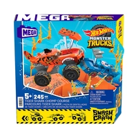 JUGUETE DE CONSTRUCCIÓN MATTEL MEGA HOT WHEELS MONSTER TRUCKS TIGER SHARK CHOMP COURSE HKF88 245 PIEZAS