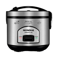 OLLA ARROCERA ELÉCTRICA MONDIAL PRATIC 6I PREMIUM PE-43-6X 500W 6 TAZAS 220V PLATA - NEGRO