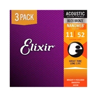 CUERDA GUITARRA ELIXIR EX16538 BRONZE NANOWEB DE 3 PACK