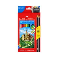 ECOLÁPICES DE COLOR FABER CASTELL 120112+2G + SACAPUNTAS 12 + 2 UNIDADES