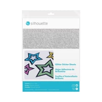 PAPEL ADHESIVO DE GLITTER SILHOUETTE MEDIA-GLT-ADH PLATA 8 UNIDADES