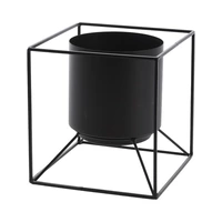 VASO COM SUPORTE DE METAL KPM 029653 18 X 18 CM PRETO