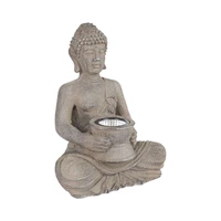 FIGURA DECORATIVA DE BUDA KPM 040299 CON LUZ LED SOLAR 31 CM