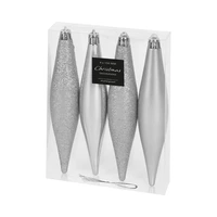 SET DE COLGANTES NAVIDEÑOS KPM 043247 15 CM PLATA 4 UNIDADES