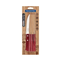 SET DE CUCHILLOS TRAMONTINA CHURRASCO 21100/675 6 PIEZAS ROJO