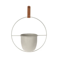 VASO PENDENTE DE METAL KPM 041155 30 X 15 X 30 CM CREME ACINZENTADO