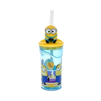 COPO COM CANUDO 3D STOR MINIONS 16166 AZUL 360ML