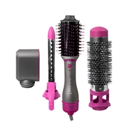 KIT QUANTA CEPILLO SECADOR QTKCS7001 4EN1 GRIS/ROSA BIVOLT