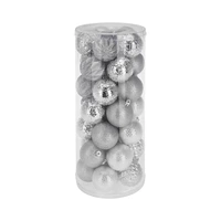 SET DE PELOTAS NAVIDEÑAS KPM 045730 6 CM PLATA 35 UNIDADES